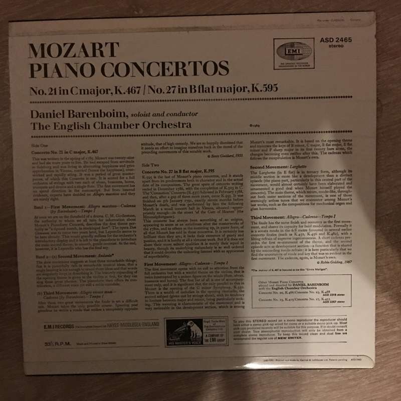 Daniel Barenboim, The English Chamber Orchestra  Mozart Piano Concertos: No. 21 In C Major,...
