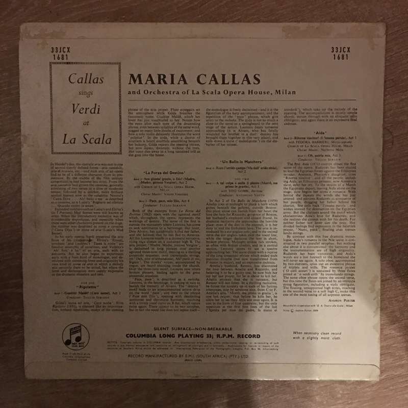 Callas Sings Verdi at Ls Scala - Vinyl LP Record - Opened  - Very-Good Quality (VG)