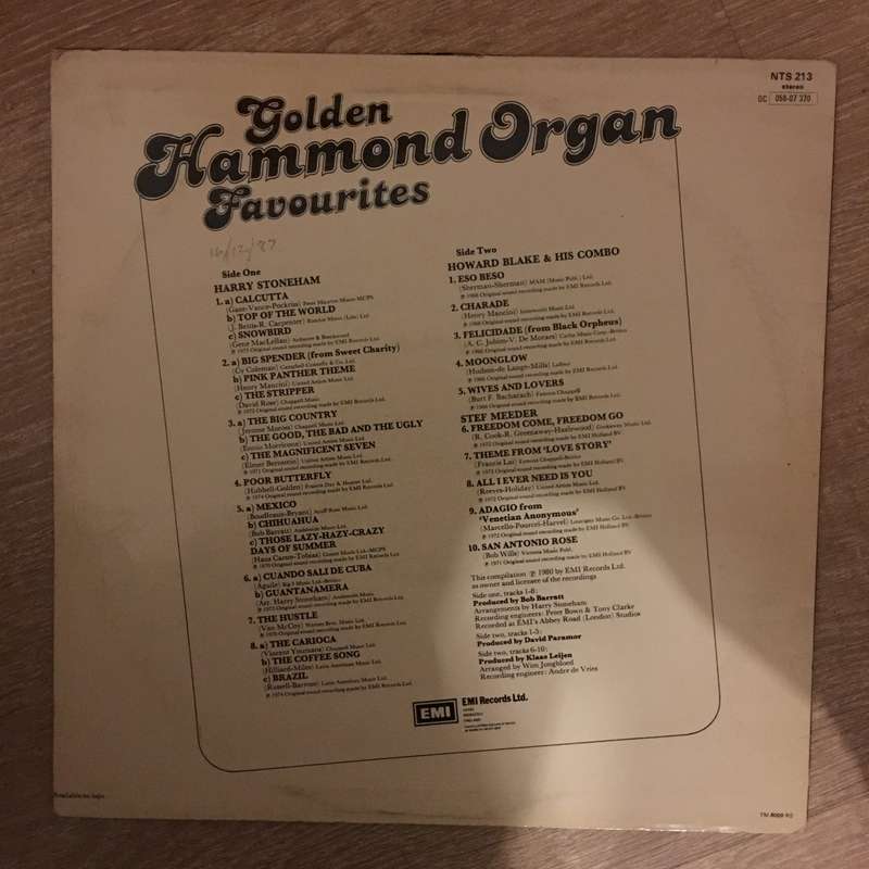 Golden Hammond Organ Favourites - Vinyl LP Record - Opened  - Very-Good+ Quality (VG+)