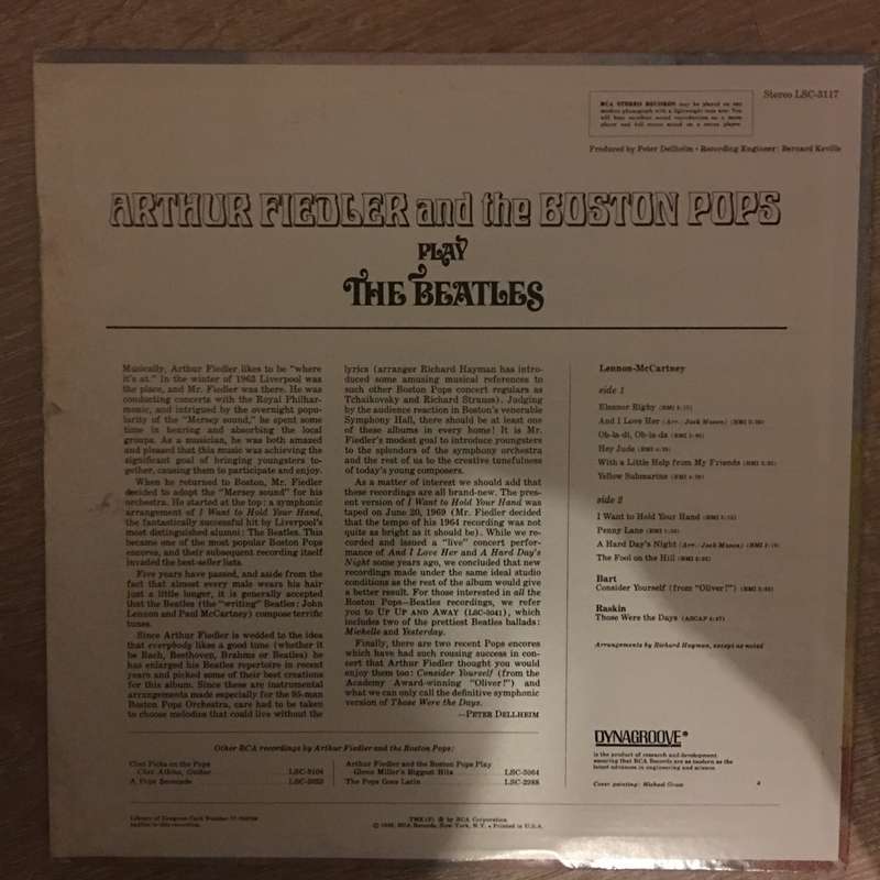 Arthur Fiedler And The Boston Pops  Play The Beatles - Vinyl Record (VG)