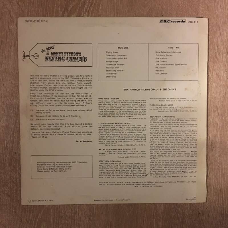 The Worst of Monty Pythons Flying Circus  - Vinyl LP Record - Opened  - Very-Good Quality- (VG-)