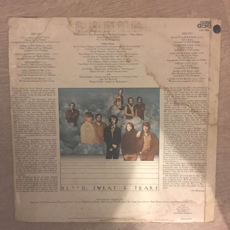 Blood Sweat & Tears  - Vinyl LP Record Opened  - Very-Good- Quality (VG-)