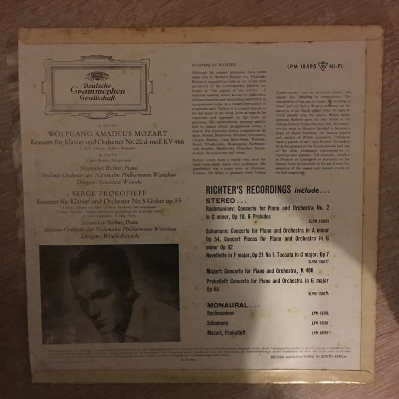 Mozart - Prokofieff - Svjatoslav Richter  Klavierkonzert In D-Moll KV 466, Klavierkonzert G...