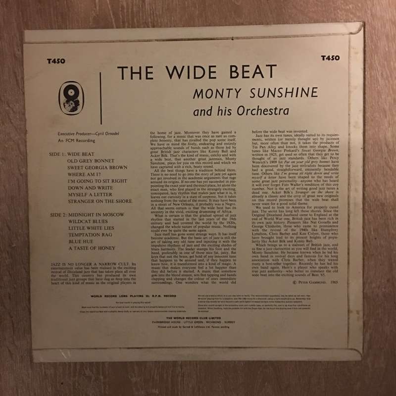 Monty Sunshine And His Orchestra  The Wide Beat - Vinyl LP Record - Opened  - Very-Good+ Qu...