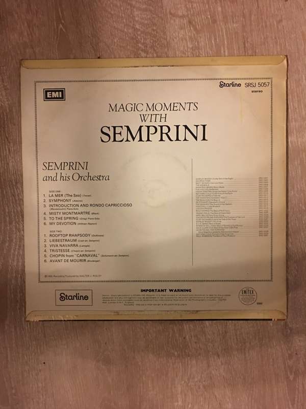 Magic Moments with Semprini - Vinyl LP Record - Opened  - Very-Good Quality (VG)