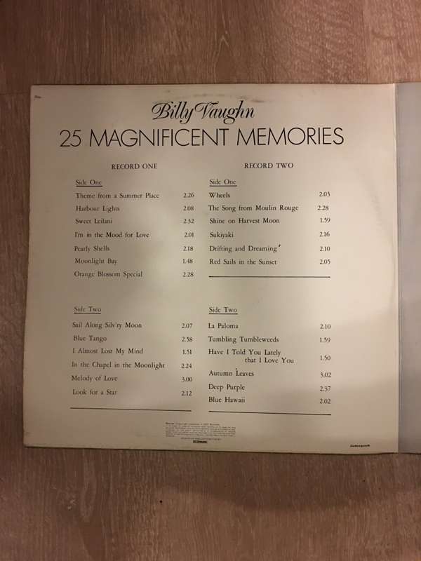 Billy Vaughn - 25 Magnificent Memories - Vinyl LP Record - Opened  - Very-Good+ Quality (VG+)
