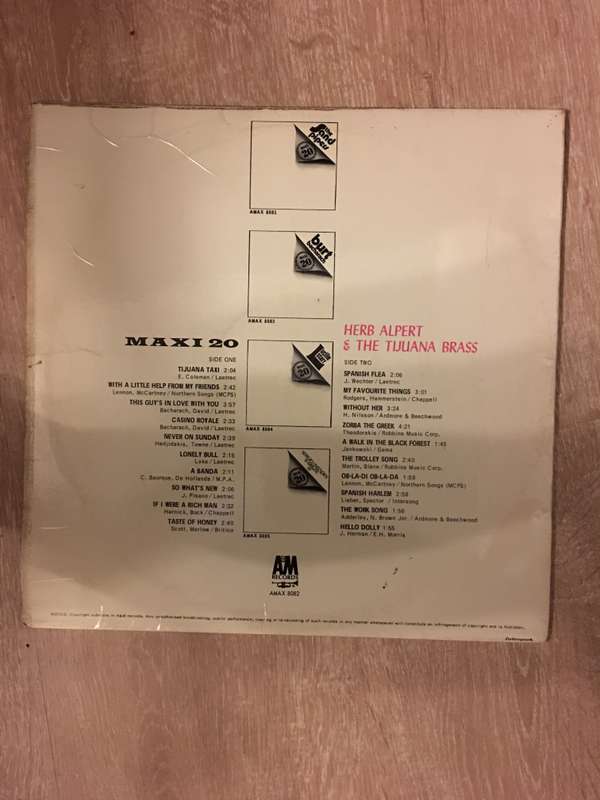 Herb Alpert and The Tijuana Brass - Maxi 20 - 20 Tracks and 60+ mins - Vinyl LP Record - Opened  ...
