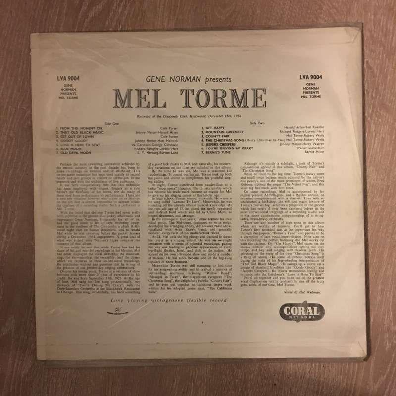 Mel Tormé  Gene Norman Presents Mel Torme At The Crescendo- Vinyl LP Record - Opened  - Ve...