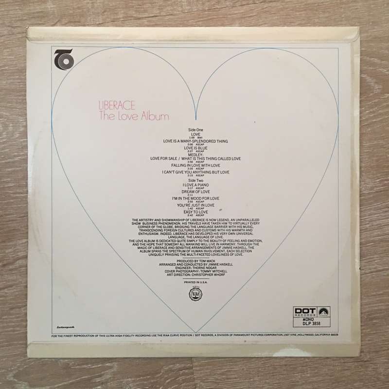 Liberace  The Love Album - Vinyl LP Record - Opened  - Very-Good+ Quality (VG+)