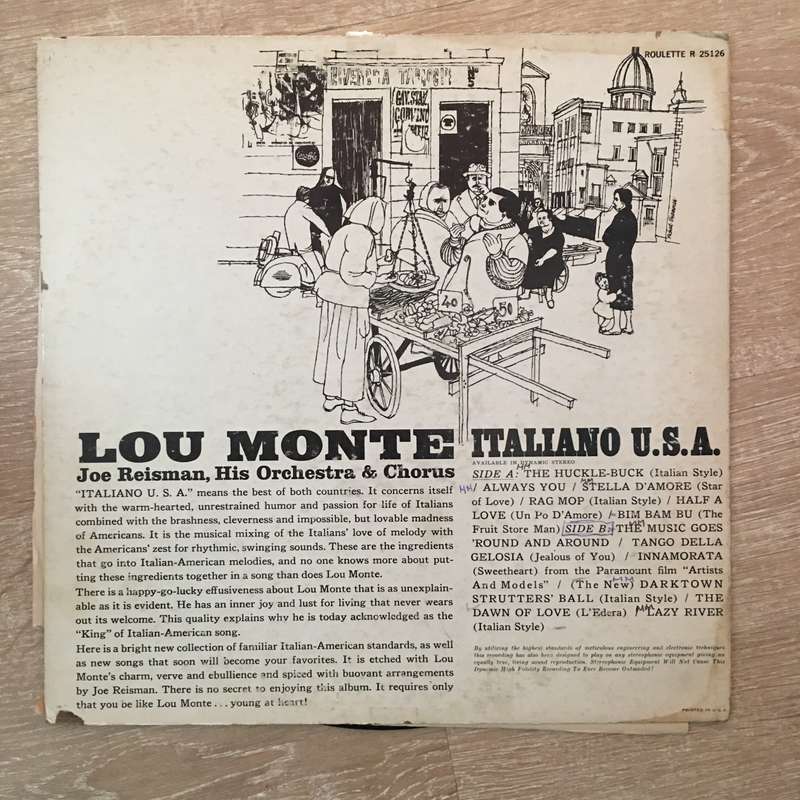 Lou Monte With Joe Reisman And His Orchestra  Italiano, U.S.A. - Vinyl LP Record - Opened  ...