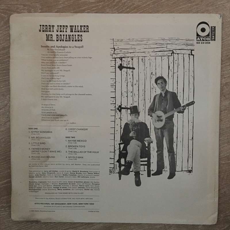 Jerry Jeff Walker  Mr. Bojangles - Vinyl LP Record  (VG+)