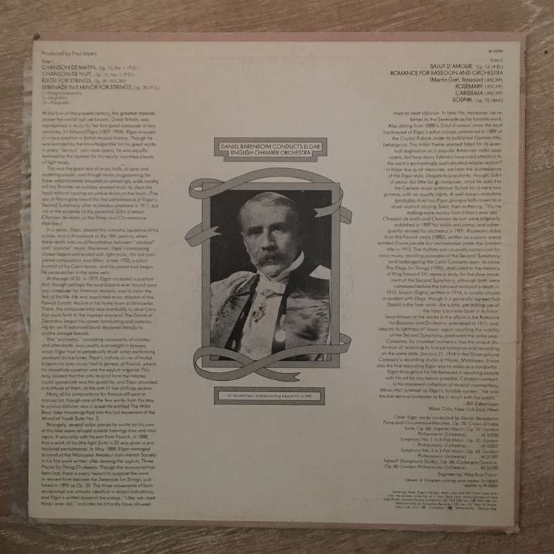 Barenboim Conducts Elgar, English Chamber Orchestra  Carissima - Vinyl LP Record - Opened  ...