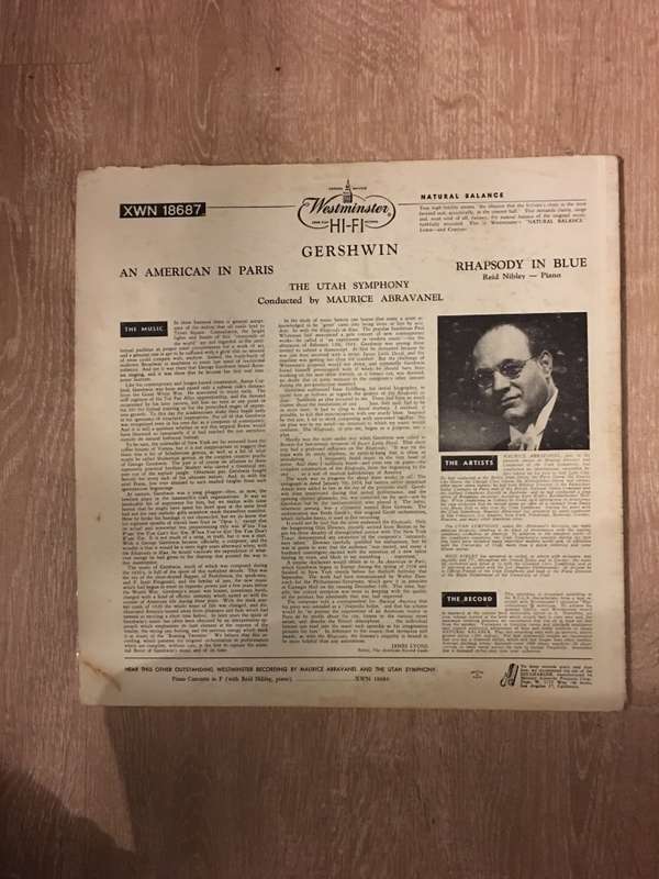 Gershwin - Utah Symphony Orchestra Conducted By Maurice Abravanel  Rhapsody In Blue / An Am...