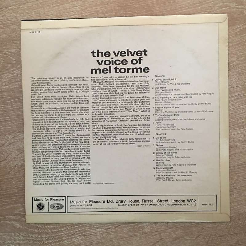 The Velvet Voice of Mel Torme - Vinyl LP Record - Opened  - Very-Good+ Quality (VG+)