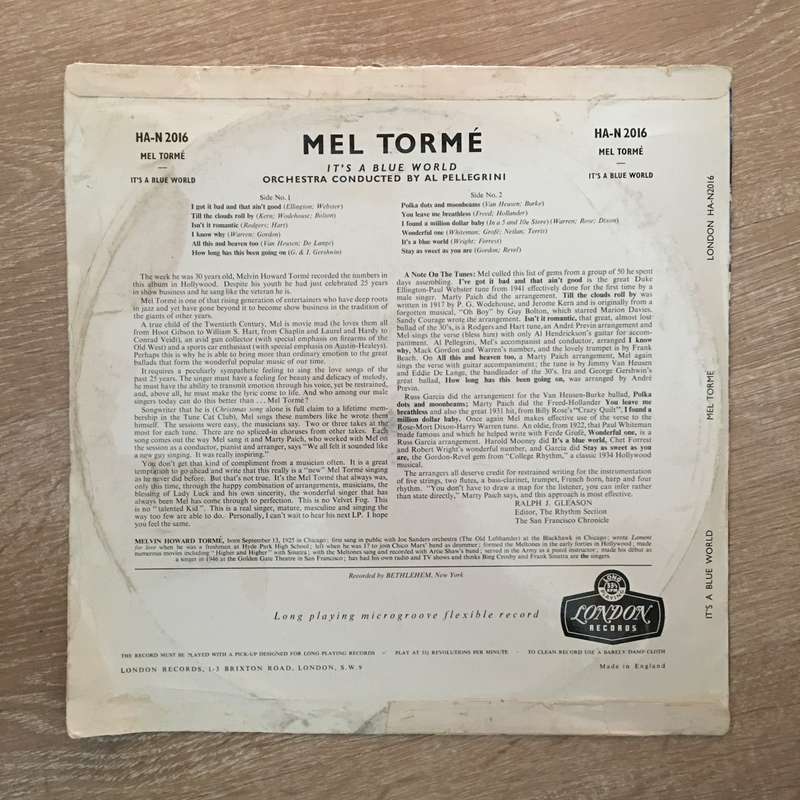 Mel Torme - It's A Blue World - Vinyl LP Record - Opened  - Very-Good- Quality (VG-)