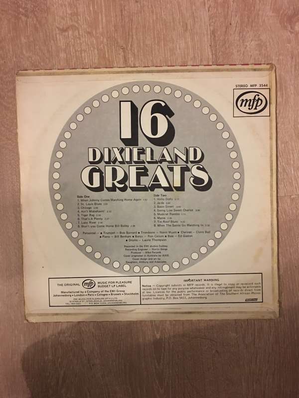 Bob Barnards All Star Jazz Group - 16 Dixieland Greats  - Vinyl LP Record (VG+)