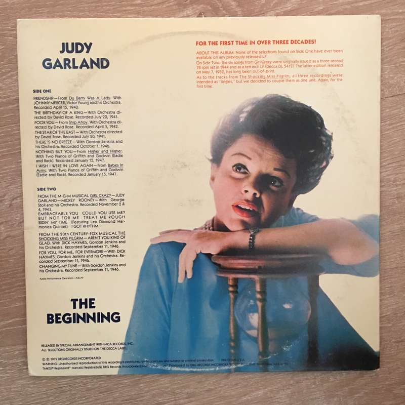 Judy Garland - The Beginning - Vinyl LP Record - Opened  - Very-Good+ Quality (VG+)