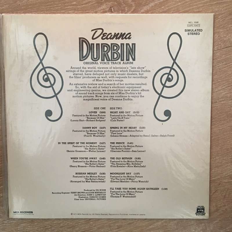 Deanna Durbin - Original Voice Trace Album - Vinyl LP Record - Opened  - Very-Good Quality (VG)