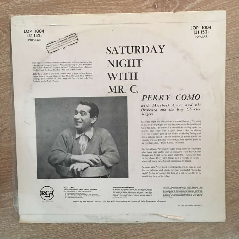 Perry Como - Saturday Night with Mr C - Vinyl LP Record - Opened  - Good Quality (G)