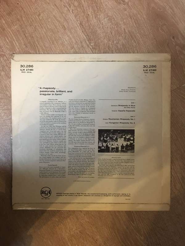 Arthur Fiedler - Boston Pops - Rhapsody  - Vinyl LP Record - Opened  - Very-Good+ Quality (VG+)