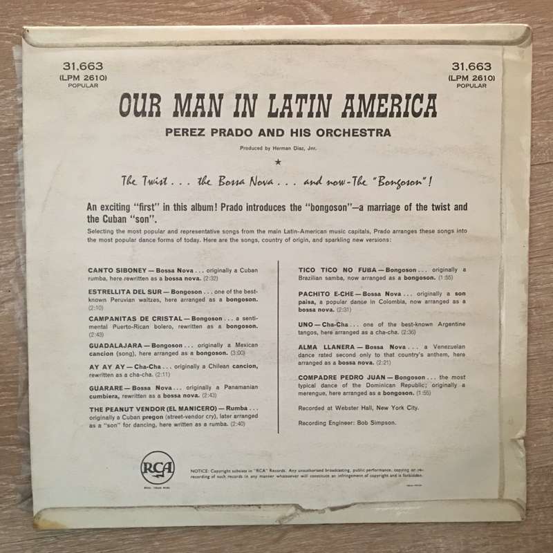 Perez Prado And His Orchestra  Our Man In Latin America - Vinyl LP Record - Opened  - Very-...