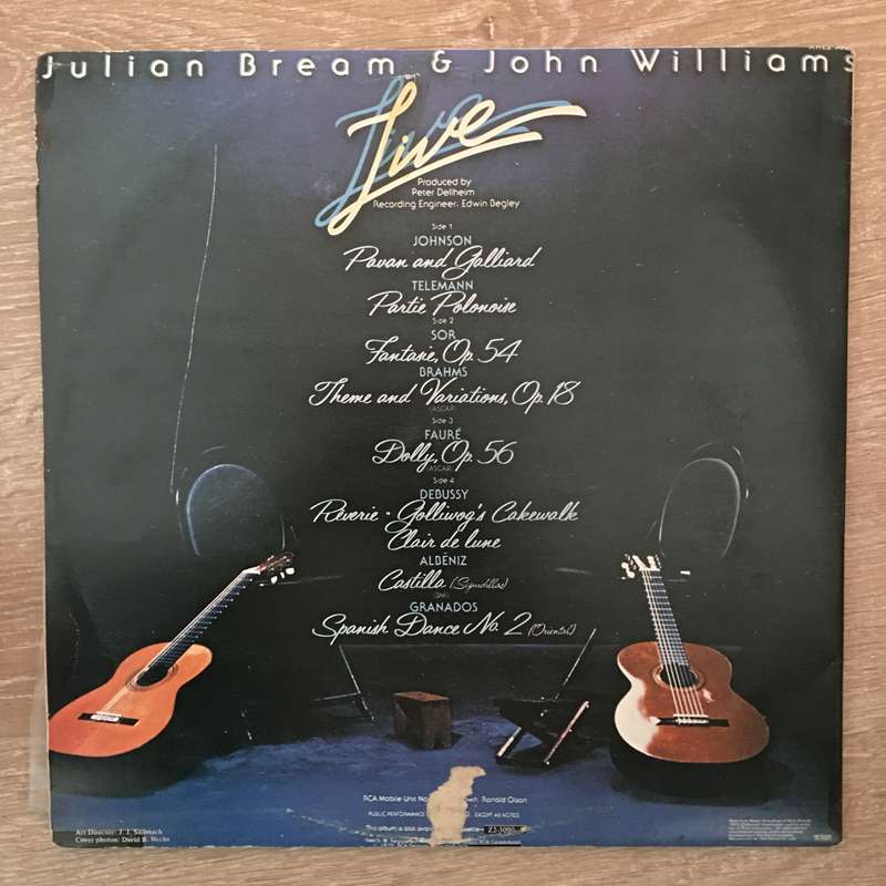 Julian Bream & John Williams   Live - Opened Vinyl LP - Very-Good+ (VG+)