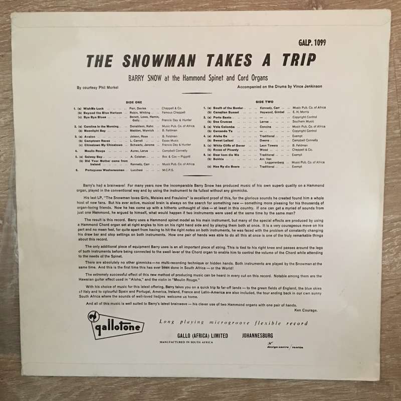 Barry Snow - The Snowman Takes A Trip - Vinyl LP Record - Opened  - Very-Good Quality (VG)