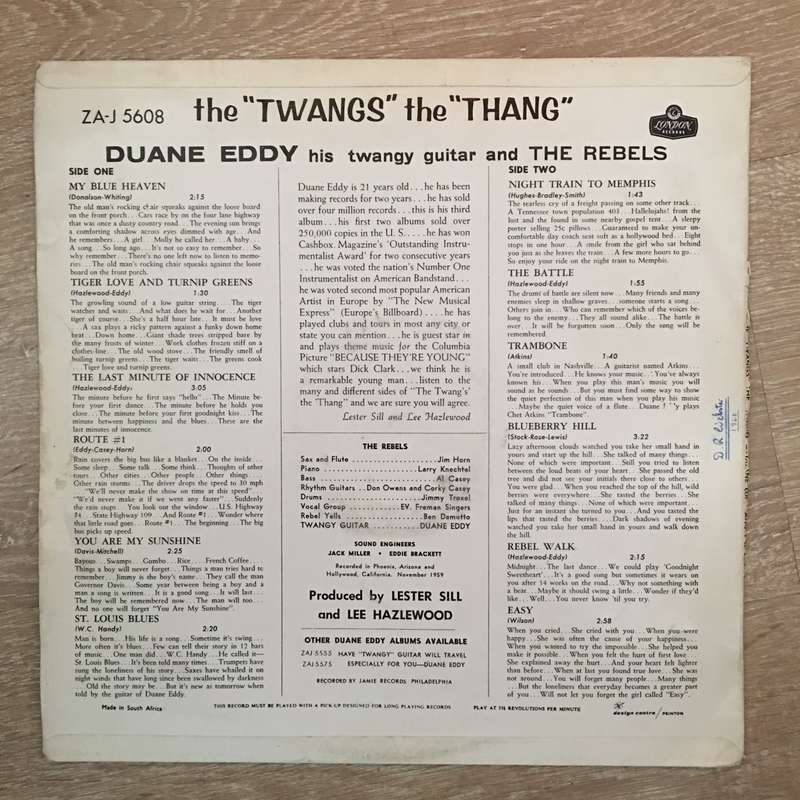 Duane Eddy  The "Twangs" The "Thang" - Vinyl LP Record - Opened  - Good+ Quality (G+)