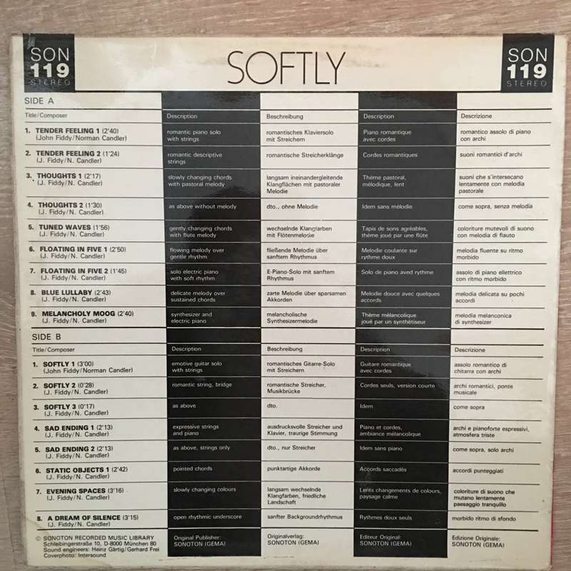John Fiddy / Norman Candler  Softly - Vinyl LP Record - Opened  - Very-Good+ Quality (VG+)