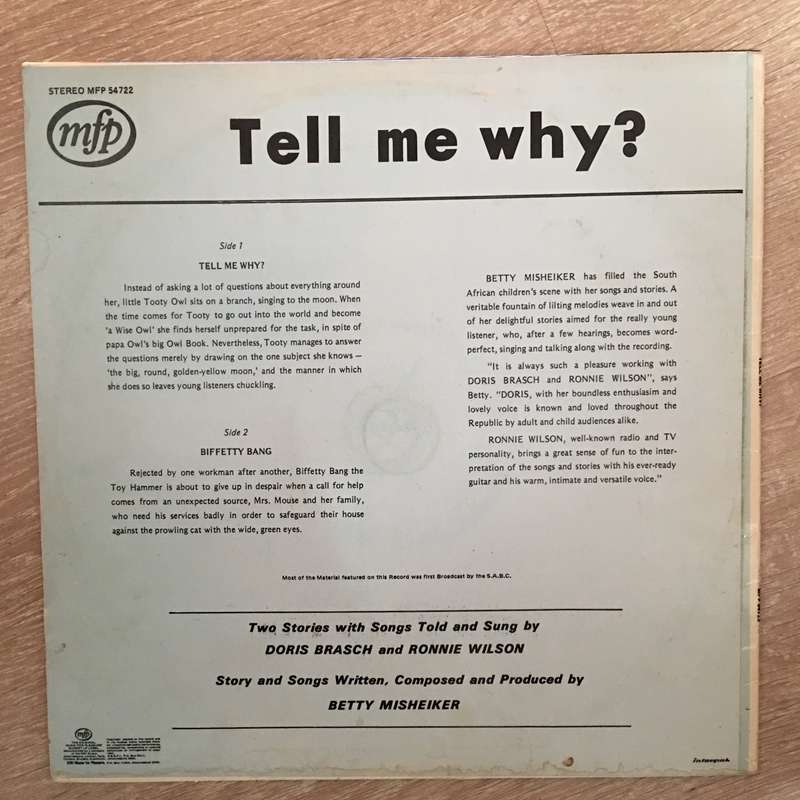 Tell Me Why - Betty Misheiker - Vinyl LP Record - Opened  - Very-Good+ Quality (VG+)