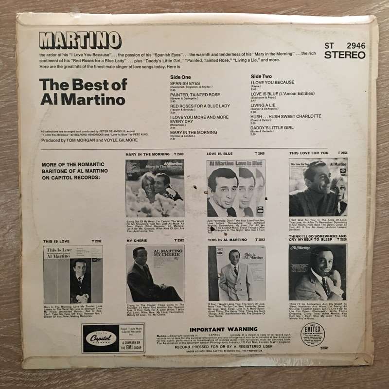 The Best Of Al Martino - Vinyl LP Record - Opened  - Good Quality (G)