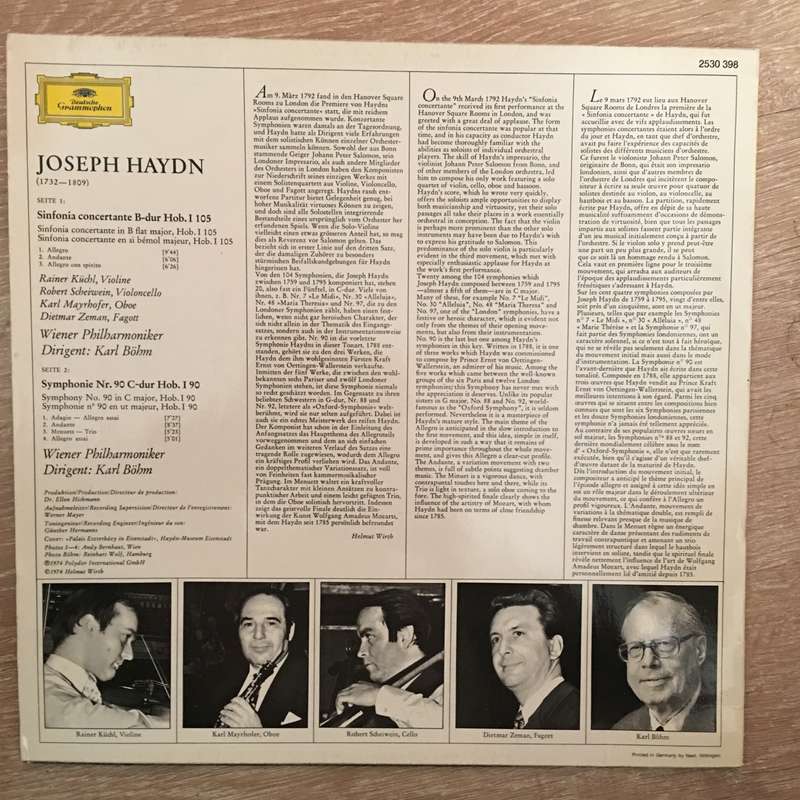 Joseph Haydn, Karl Böhm, Wiener Philharmoniker  Sinfonia Concertante B-dur (in B Flat Majo...