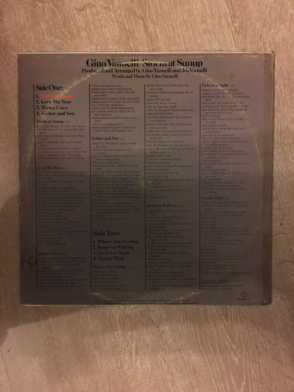 Gino Vannelli - Storm At Sunup - Vinyl LP Record - Opened  - Very-Good+ Quality (VG+)