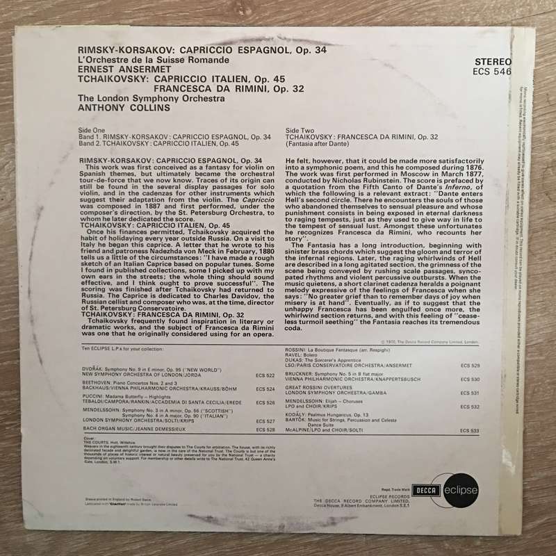 Rimsky-Korsakov, Tchaikovsky, L'Orchestre De La Suisse Romande, Ernest Ansermet, The London Symph...
