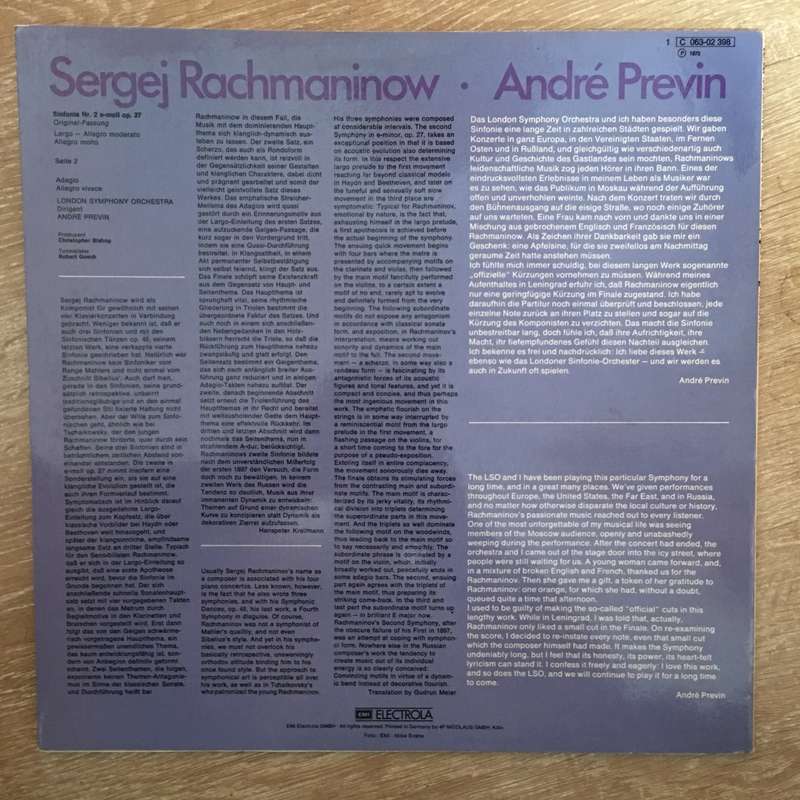 Sergej Rachmaninow, André Previn, London Symphony Orchestra  Sinfonie Nr.2 E-moll Op. 27 (...