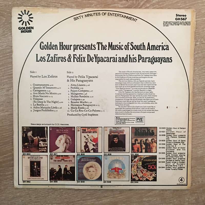 Los Zafiros And Felix De Ypacarai And His Paraguayans  The Music Of South America - Vinyl L...