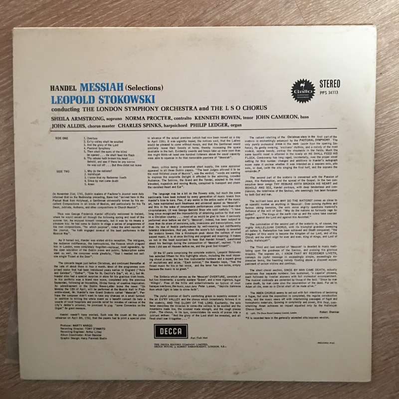 Handel, London Symphony Orchestra, Leopold Stokowski - Messiah Selections (LP -Vinyl Record) -...