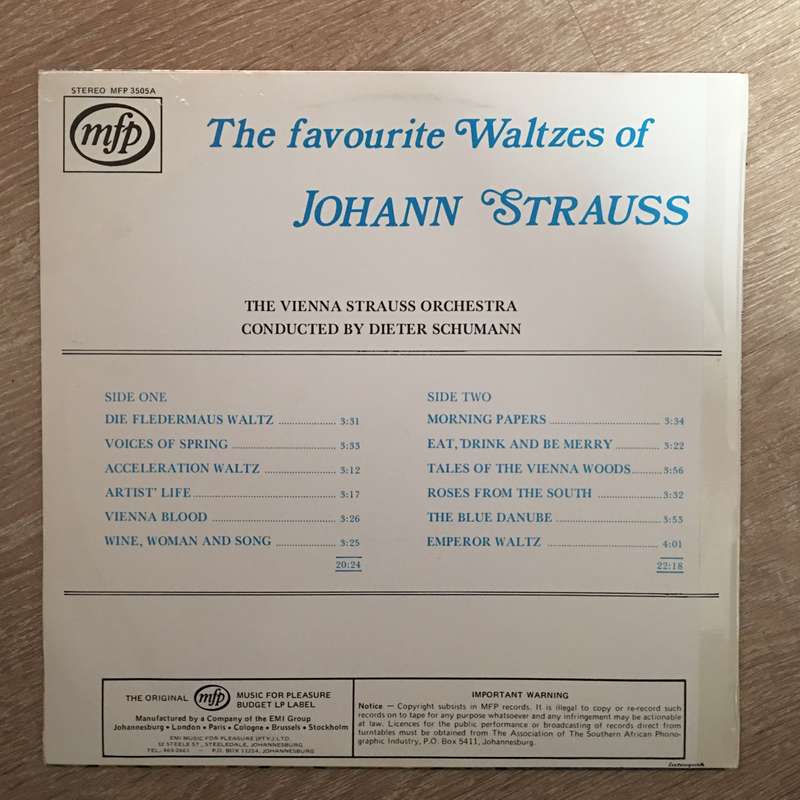The Favorite Waltzes Of Johann Strausses - Vinyl LP Record - Opened  - Very-Good+ Quality (VG+)