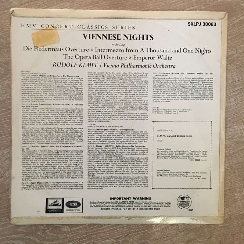 Rudolf Kempe - Vienna Philharmonic Orchestra  Viennese Nights - Vinyl LP Record - Opened  -...