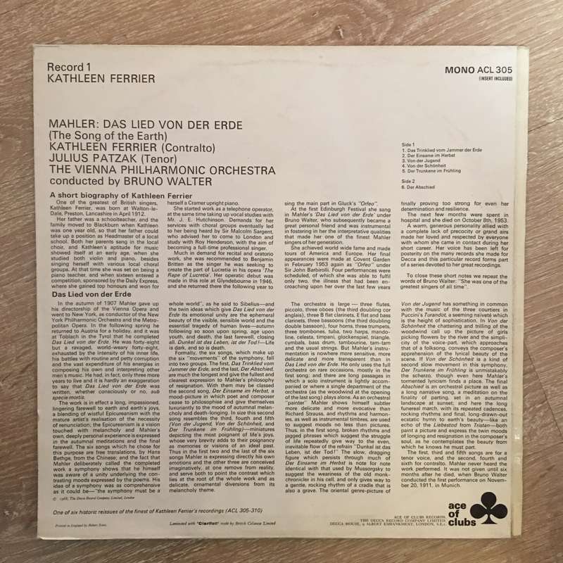 Kathleen Ferrier  A Lieder Recital  - Vinyl LP Record - Opened  - Very-Good+ Quality (VG+)