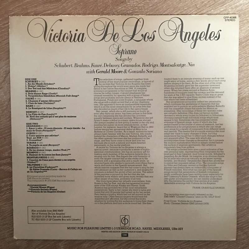 Victoria De Los Angeles - Vinyl LP Record - Opened  - Very-Good Quality (VG)