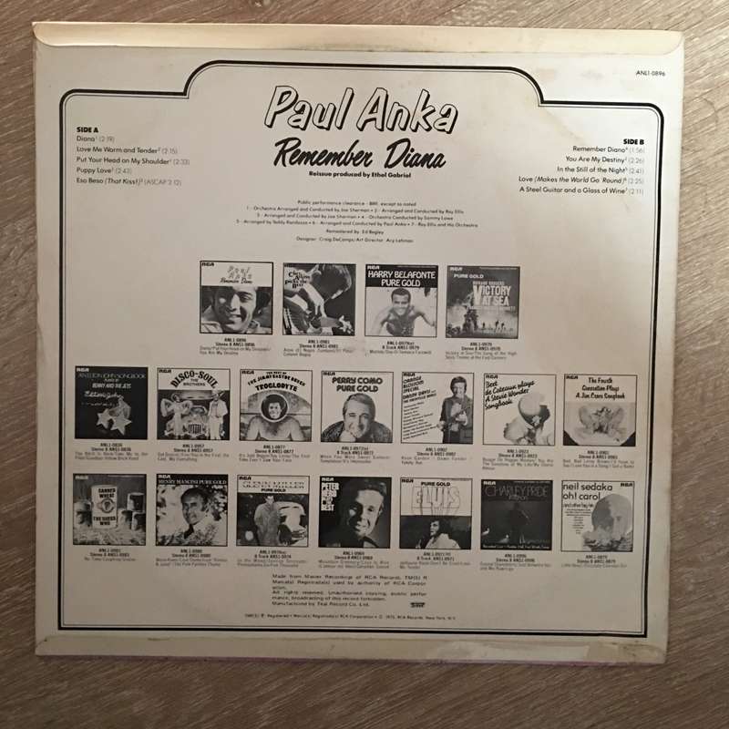 Paul Anka - Remember Diana - Vinyl LP Record - Opened  - Very-Good- Quality (VG-)