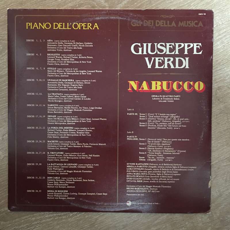 Giuseppe Verdi  Nabucco - Vinyl LP Record - Opened  - Very-Good+ Quality (VG+)