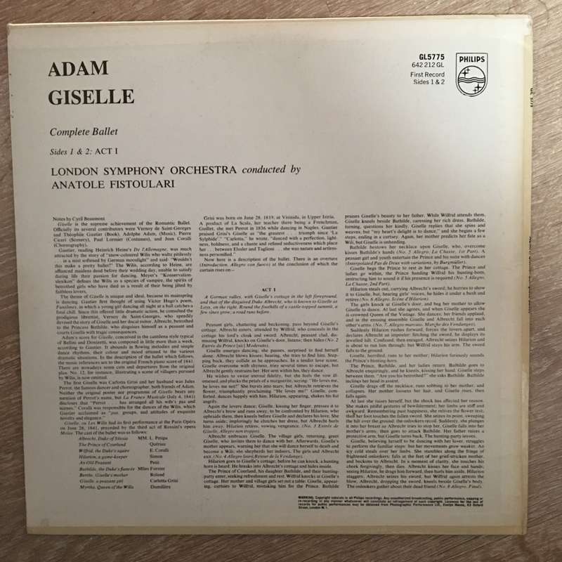 Adam Giselle - Complete Ballet - London Symphony Orchestra - Anatoli Pistoulari - Vinyl LP Record...
