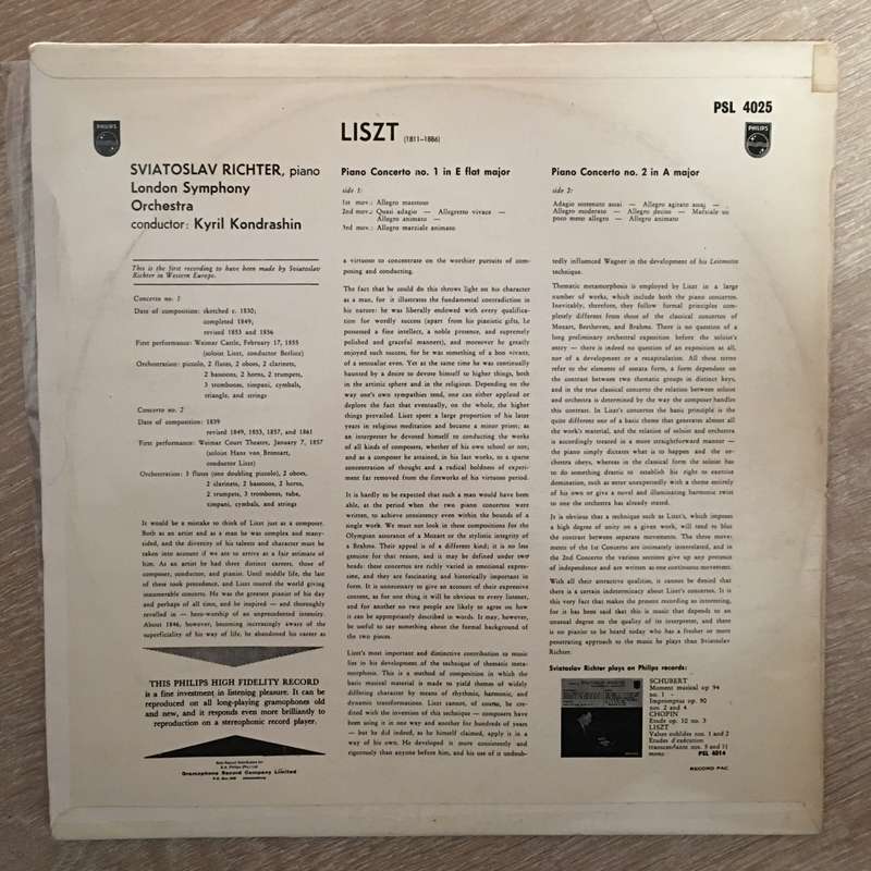 Sviatoslav Richter, Liszt, London Symphony Orchestra, Kyril Kondrashin  Piano Concerto No. ...