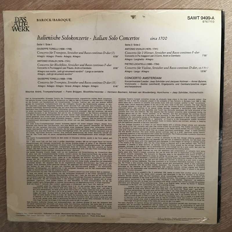 Torelli  Vivaldi  Locatelli  Italienische Solokonzerte / Italian Solo Concertos, Circ...
