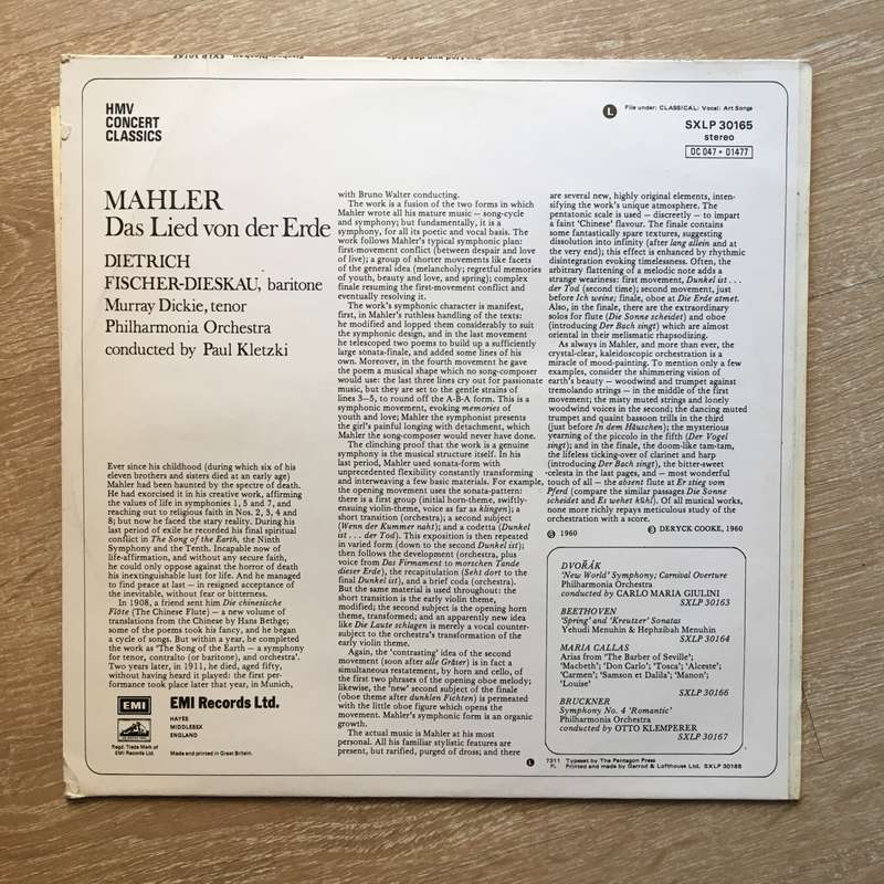 Gustav Mahler, Dietrich Fischer-Dieskau, Murray Dickie, Philharmonia Orchestra, Paul Kletzki ...