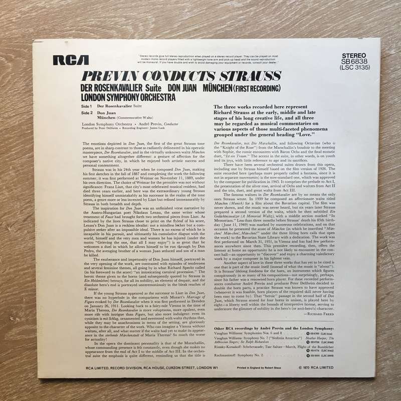 Previn - London Symphony Orchestra*, Richard Strauss  Previn Conducts Strauss- Vinyl LP Rec...