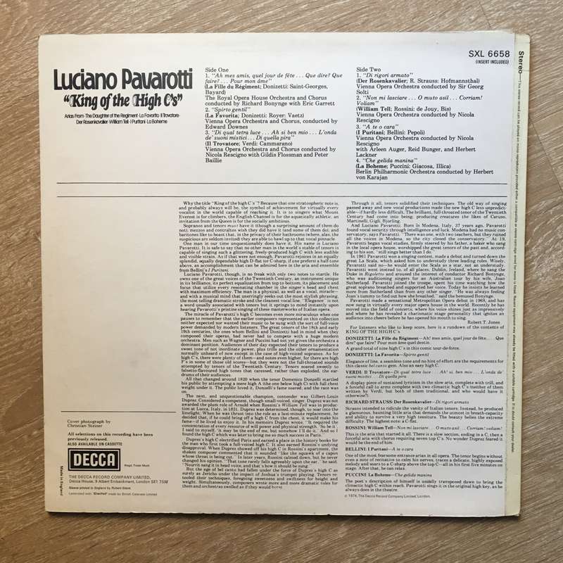 Luciano Pavarotti  King Of The High C's - Vinyl LP Opened - Near Mint Condition (NM)