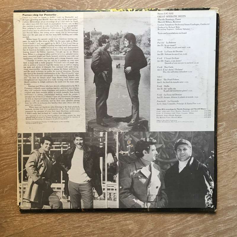 Domingo / Milnes  Great Operatic Duets -  Vinyl LP Record - Opened  - Very-Good+ Quality (VG+)